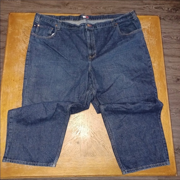 Vintage Mens Tommy Hilfiger Dark Blue Tapered Denim Jeans THJ Size 54/30 - Picture 3 of 8